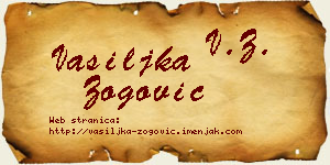 Vasiljka Zogović vizit kartica